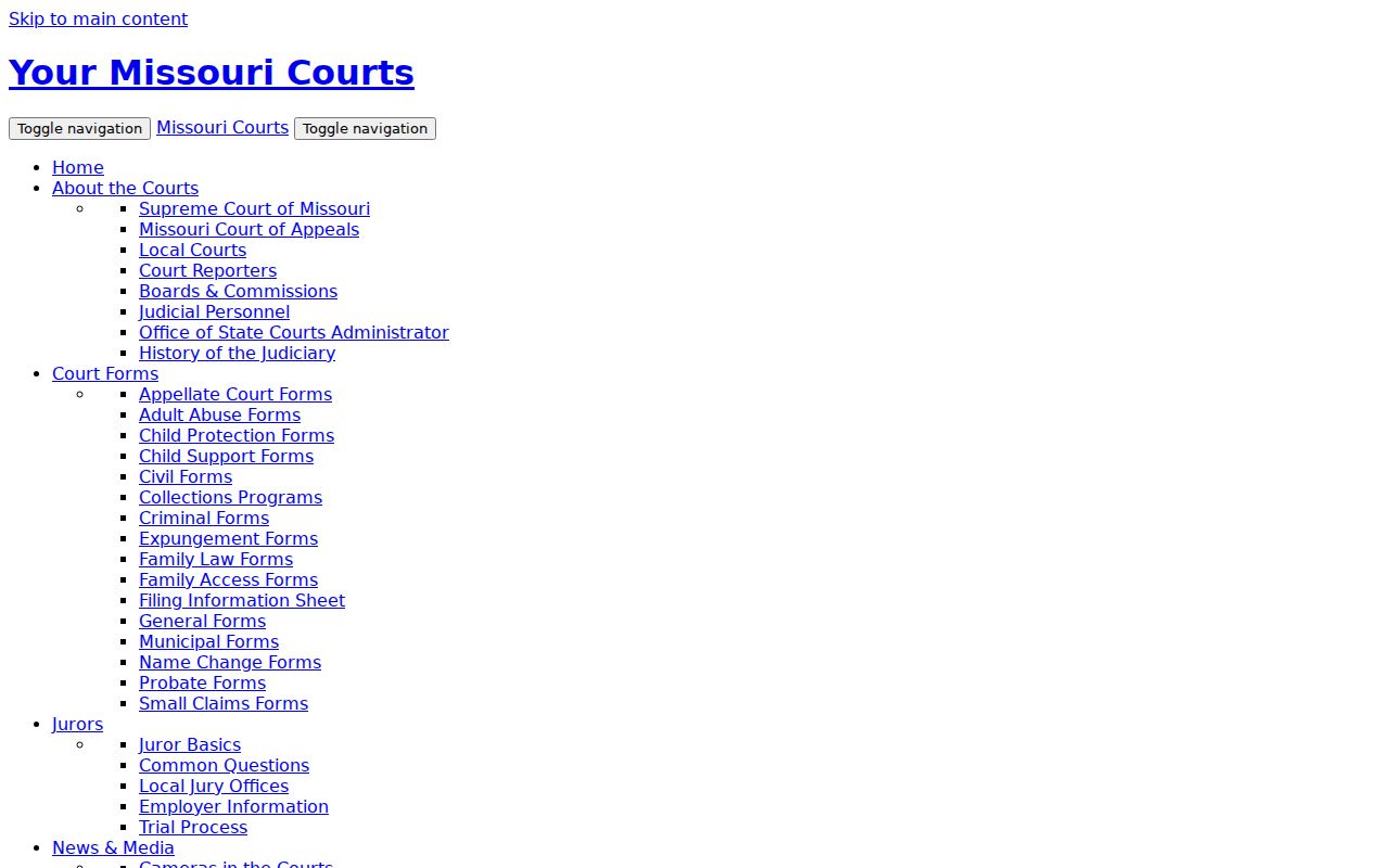 Battlefield court docket records Missouri Judiciary Case.net access