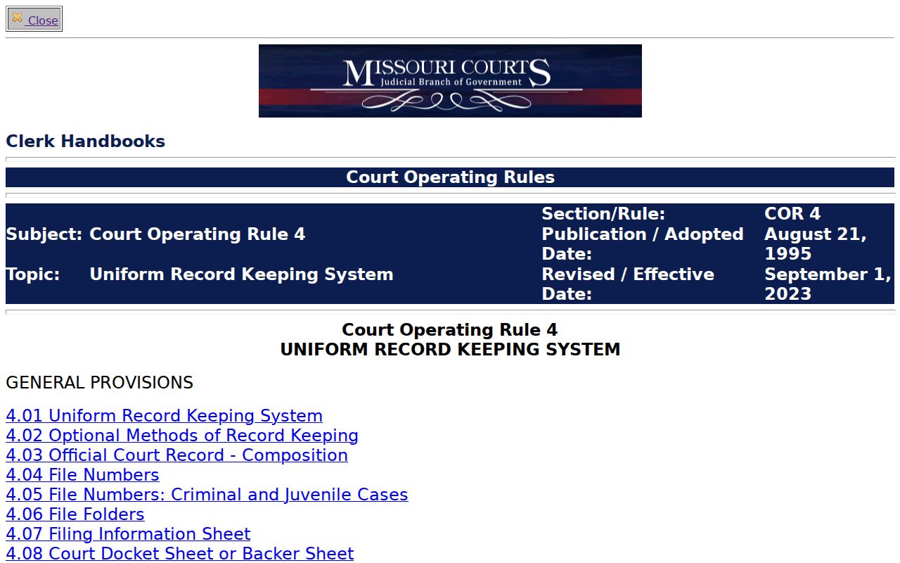 Greene County case search Missouri Court Operating Rule 4