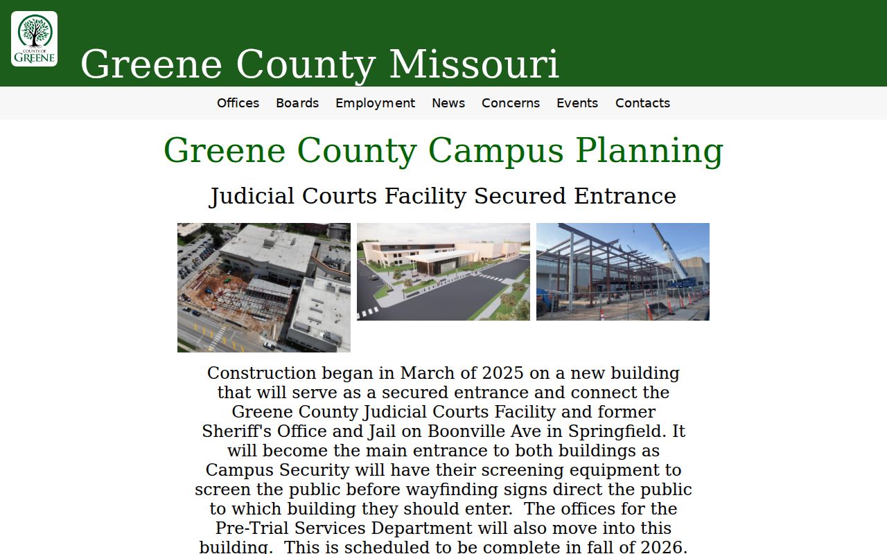 Greene County court calendar courthouse campus planning