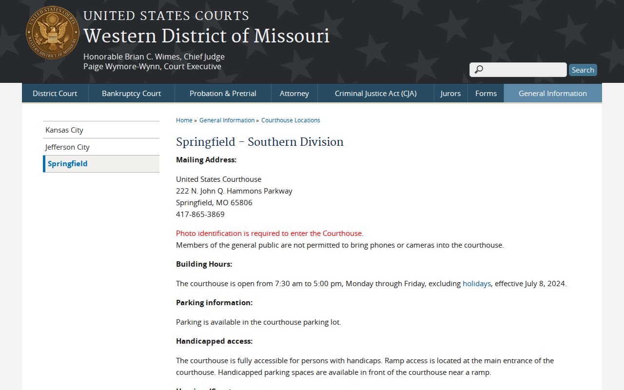 Greene County court calendar Western District Springfield court