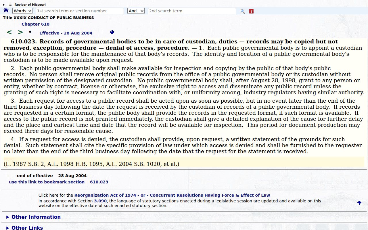 Greene County court records Missouri public records request statute