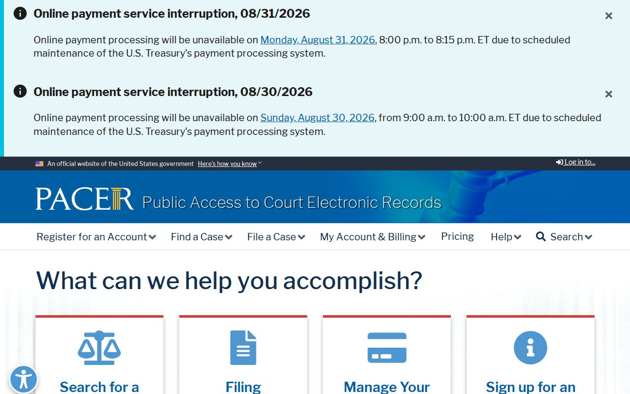 Greene County court docket comparison with federal PACER access