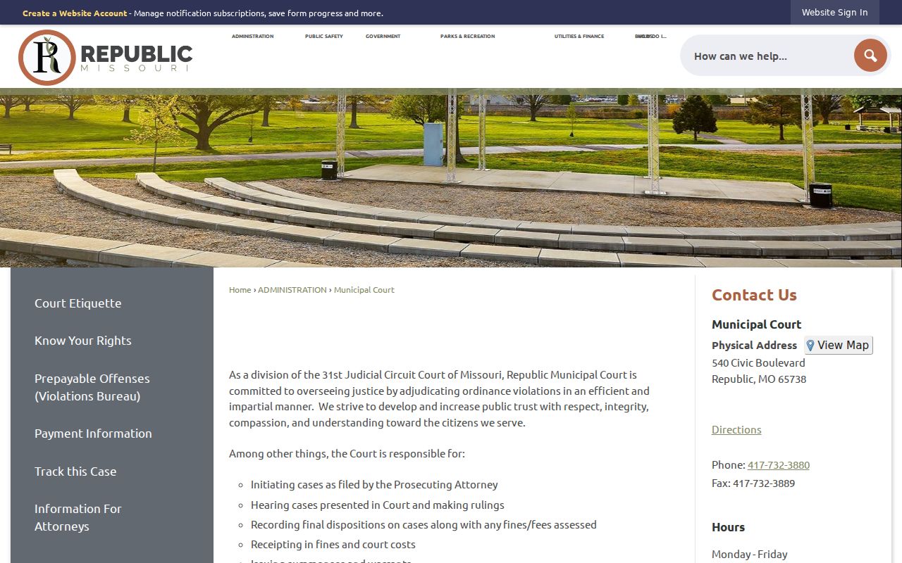 Republic court docket records municipal court information
