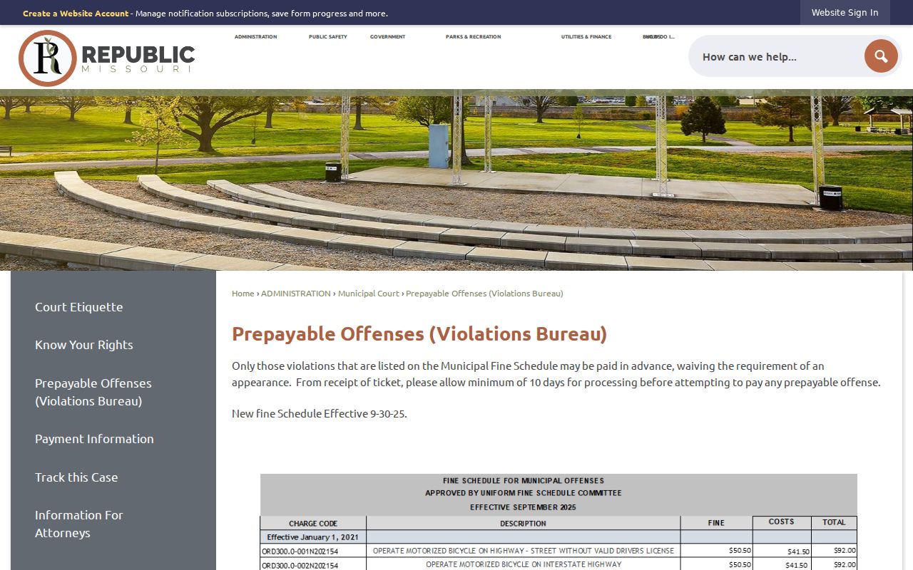 Republic court docket records prepayable offenses guidance