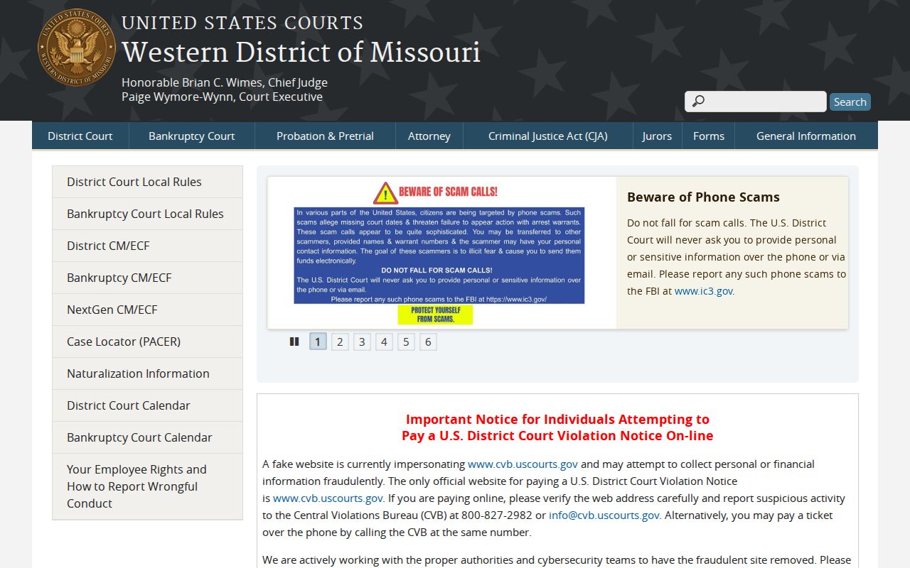 Springfield court docket records Western District Missouri distinction