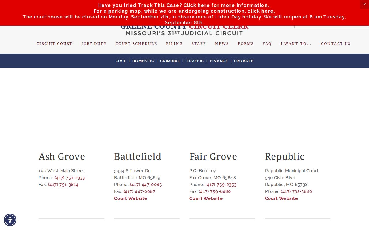 Greene County traffic court records municipal court directory