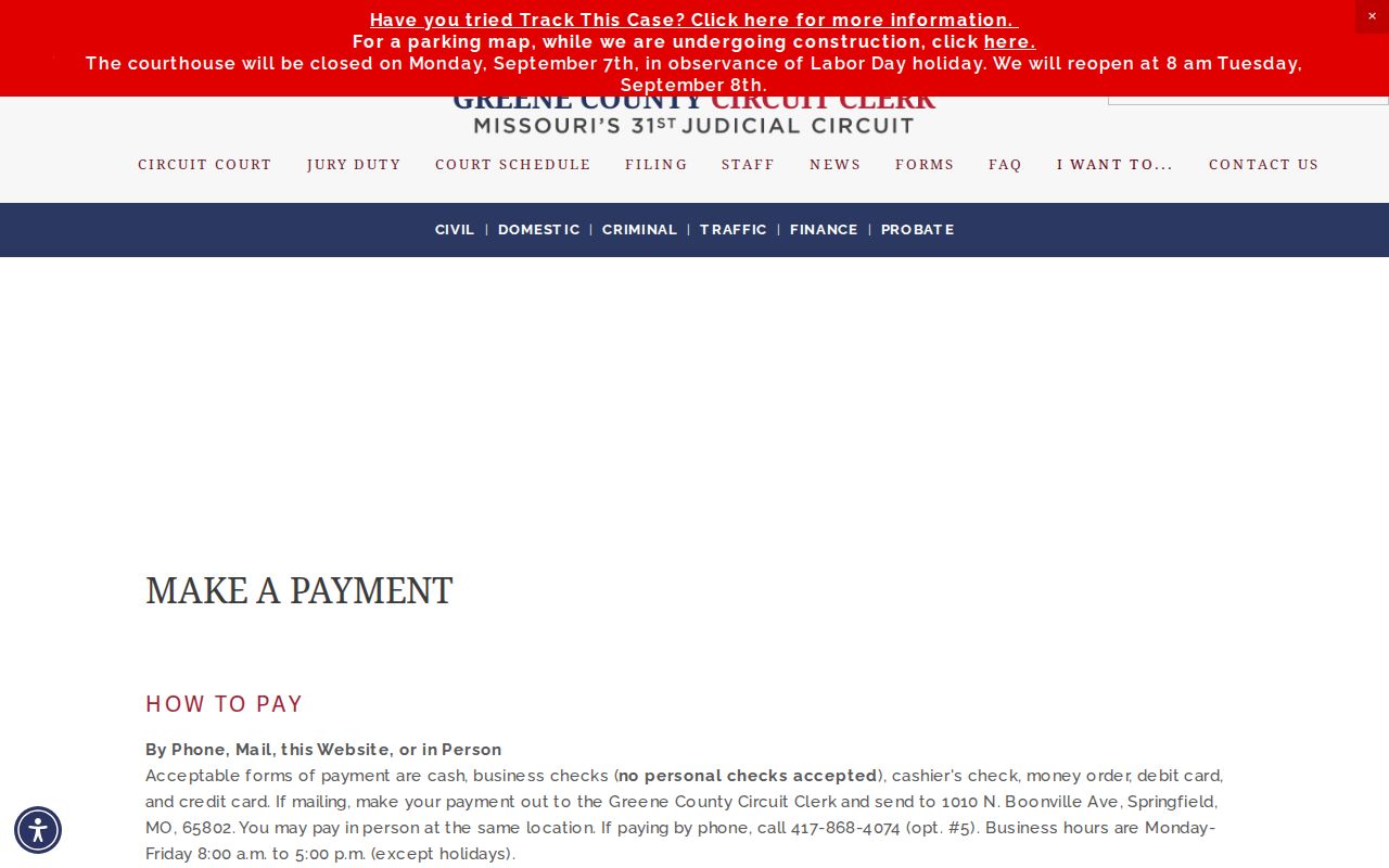 Willard court docket records Greene Circuit Clerk payment options