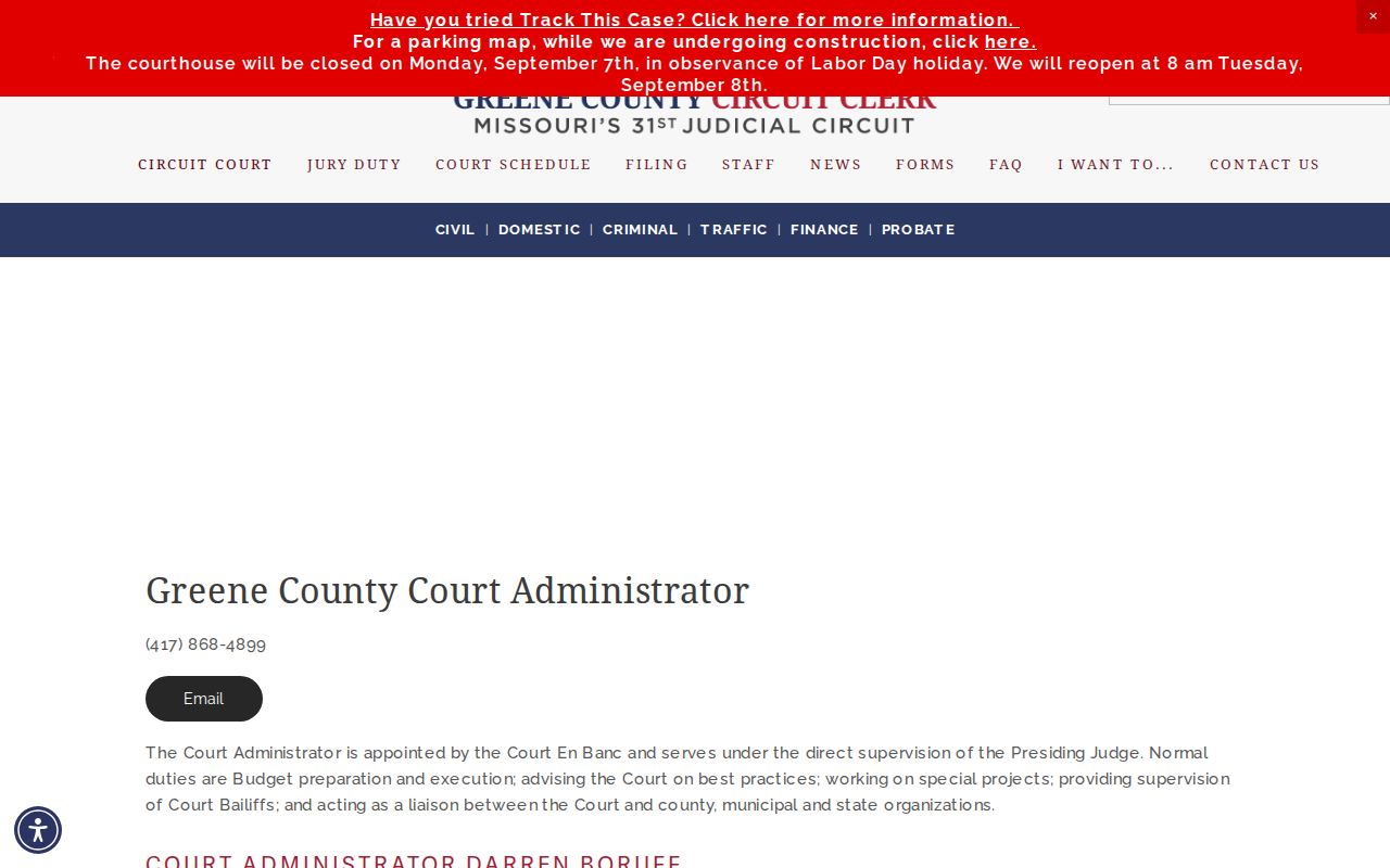 Willard court docket records Greene court administrator information